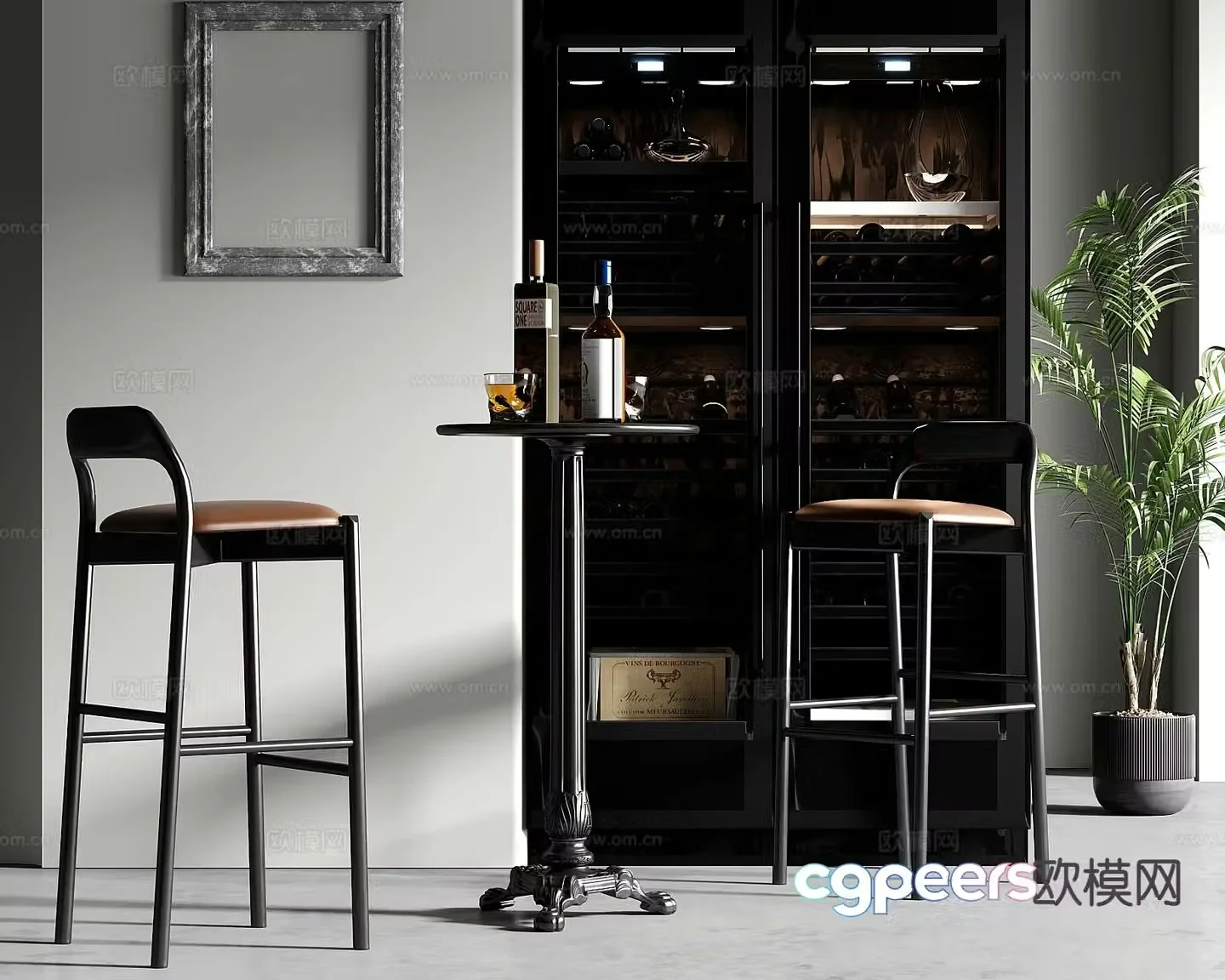 Light luxury bar chair 3D model