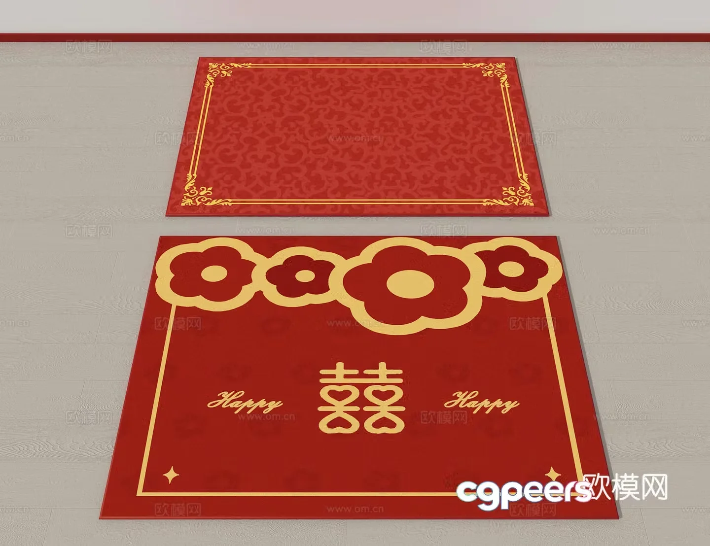 New Chinese style festive carpet Red carpet 3d model