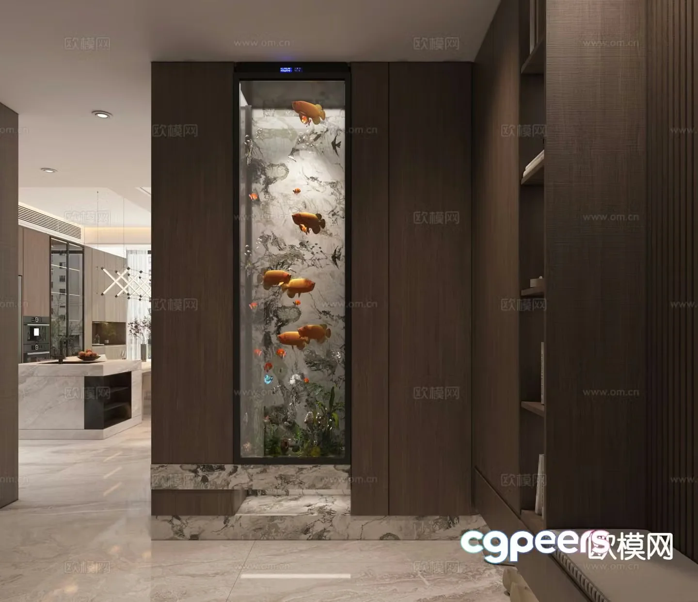 Aquarium embedded fish tank fish tank cabinet 3d model