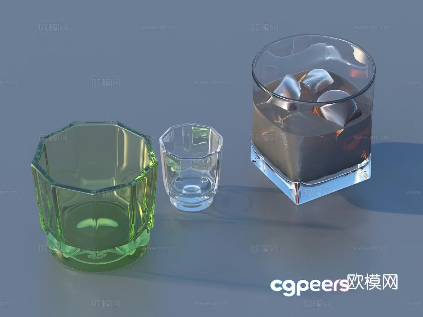 Ice cubes glass drink juice 3d model
