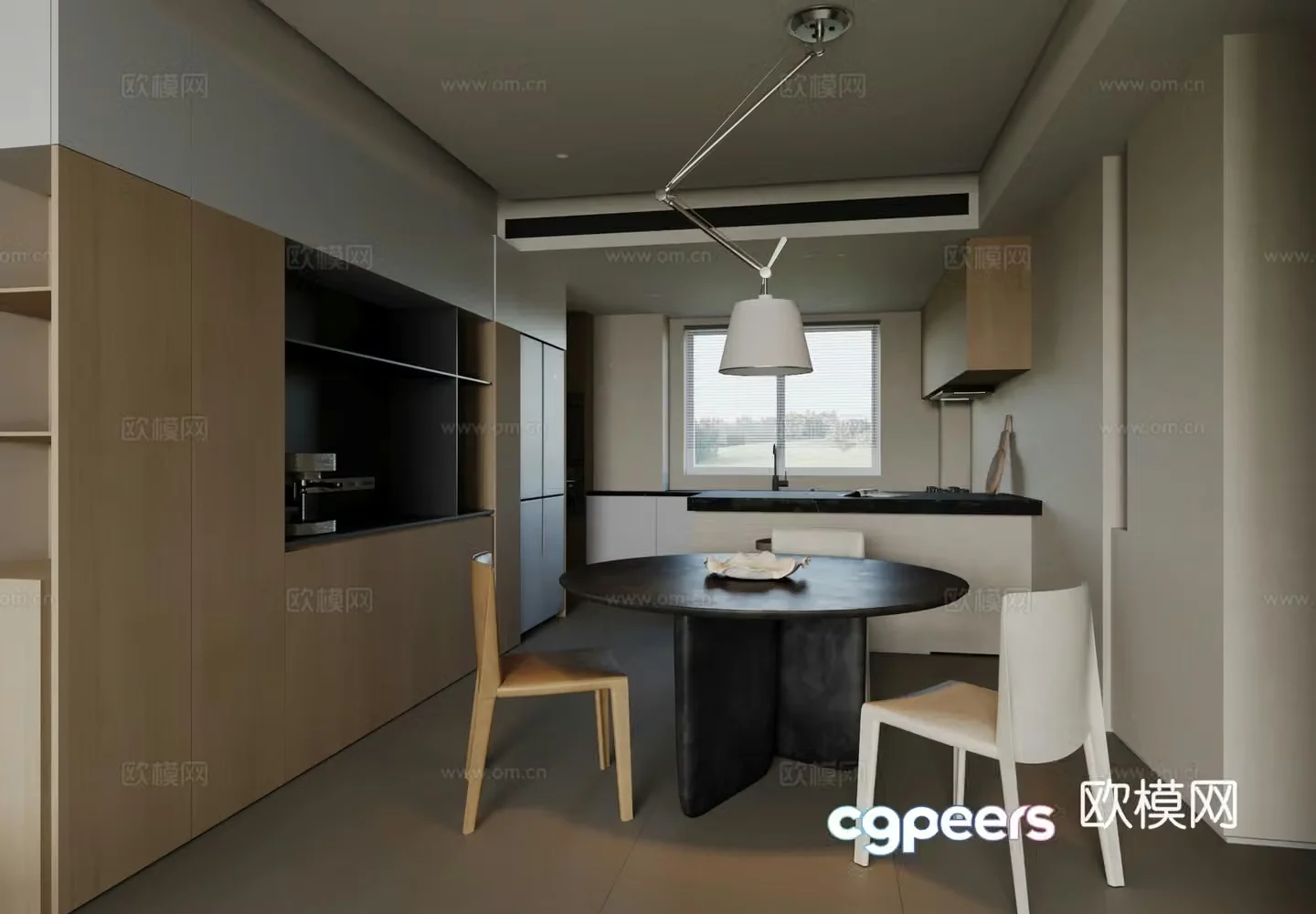 Modern dining room kitchen 3d model