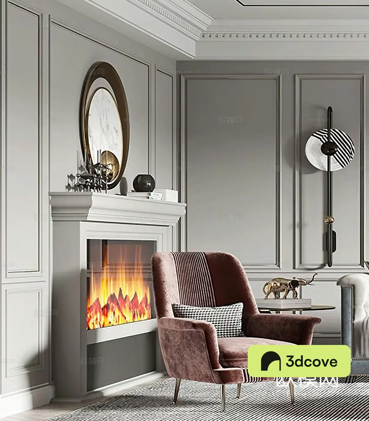 Light luxury lounge chair modern lounge chair fireplace American lounge chair fireplace French side