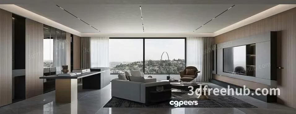 Modern Living Room 3D Model – 23594 – VRAY Render