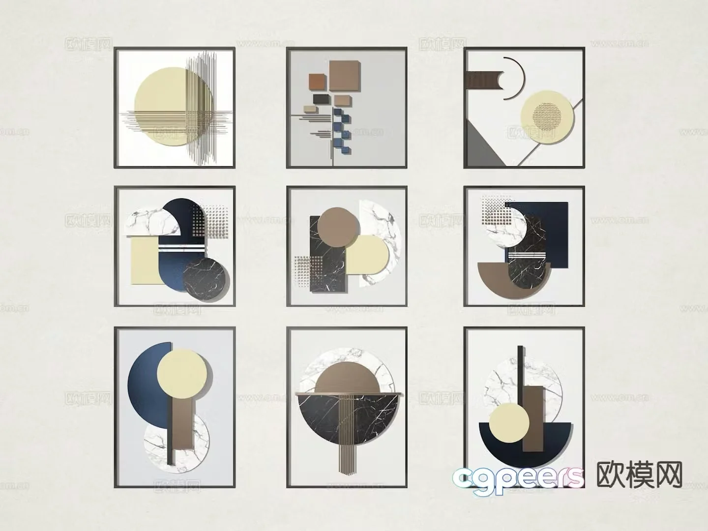 Art hanging painting abstract painting 3d model