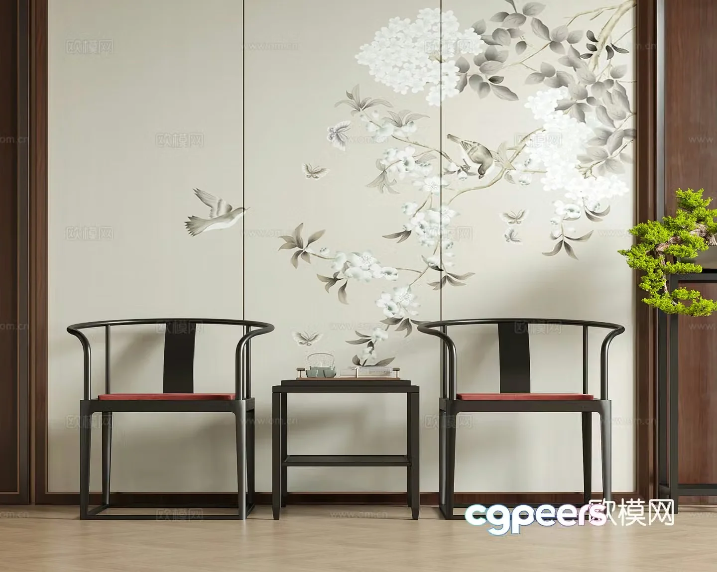 New Chinese style single chair leisure chair tea chair book chair armchair 3d model