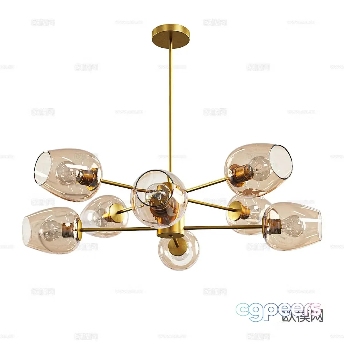 Multi-head chandelier Hotel chandelier Living room chandelier Restaurant chandelier Bar chandelier Decorative chandelier 3D model