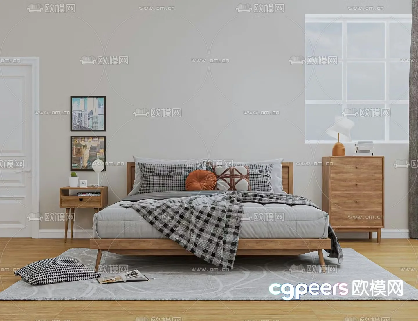 Nordic double bed 3d model