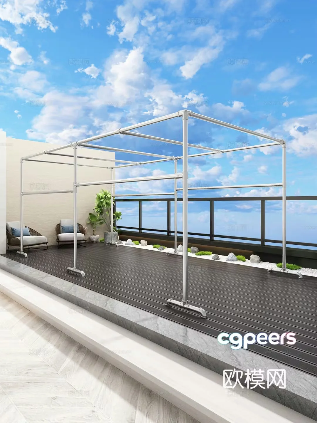 Clothes rack Balcony clothes rack Roof rack Sky Pot 3D Model