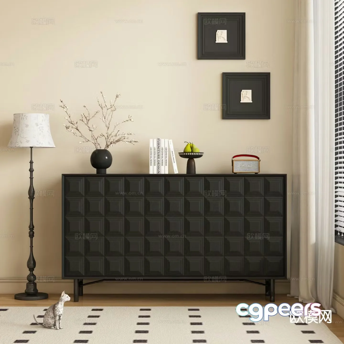 French entryway cabinet sideboard sideboard 3D model