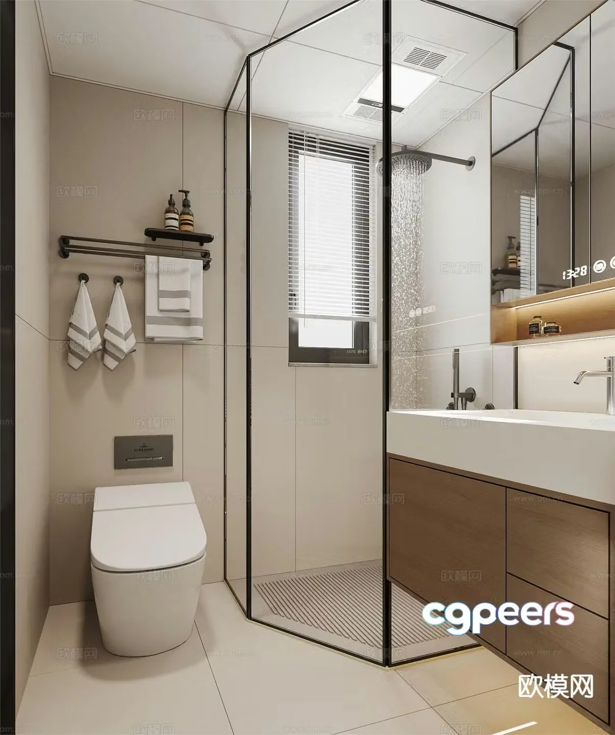 Modern bathroom bathroom wet and dry separation 3d model