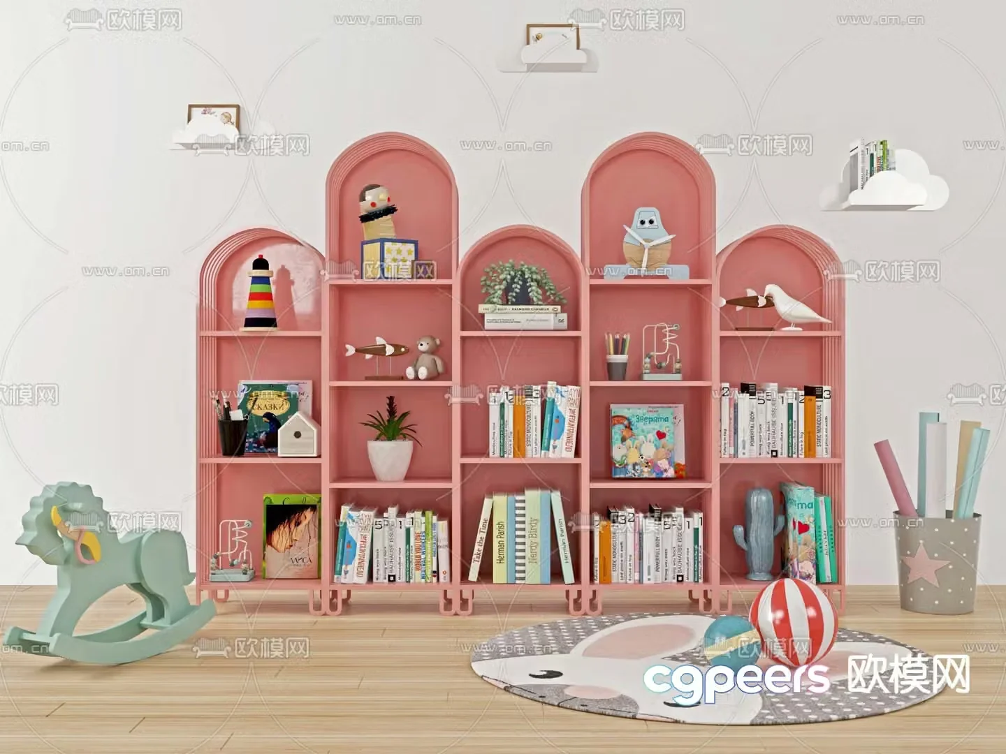 Modern multi-layer children’s storage rack 3d model