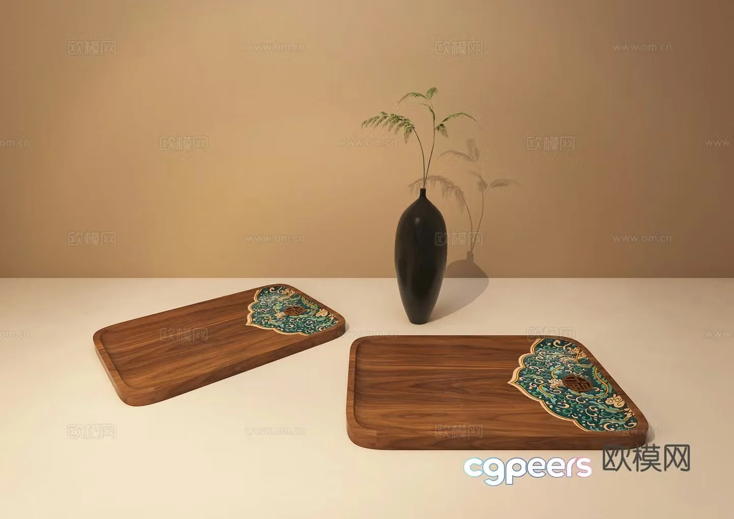 New Chinese style pallet wooden pallet tea tray 3d model