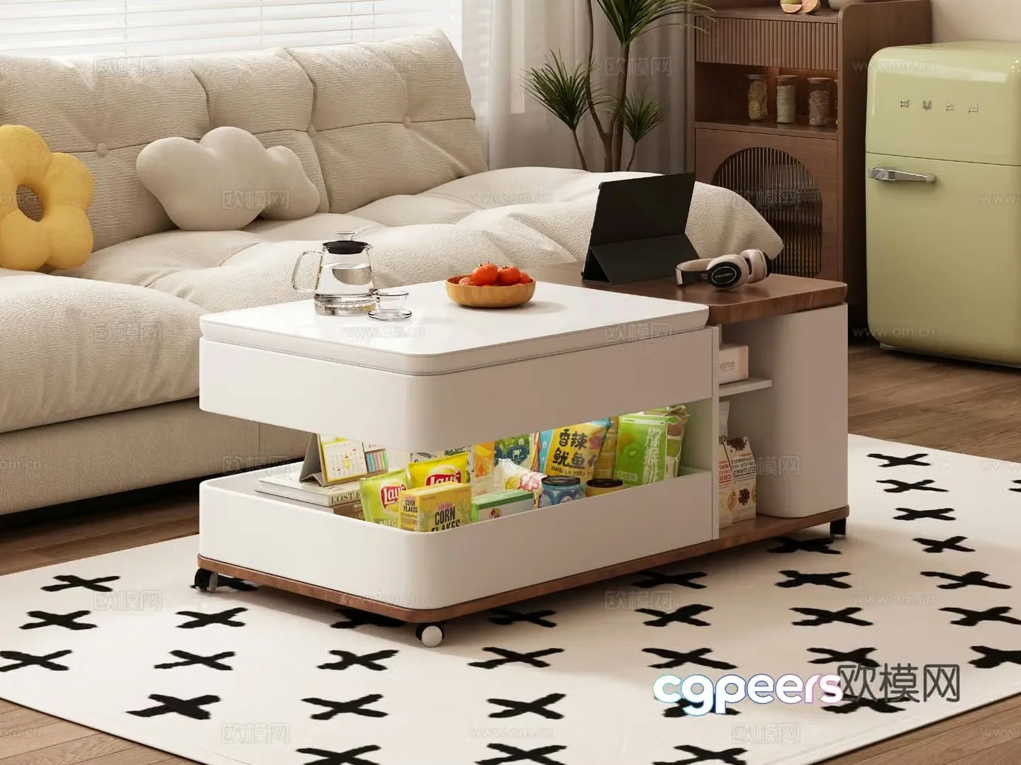 Simple coffee table mobile coffee table 3d model
