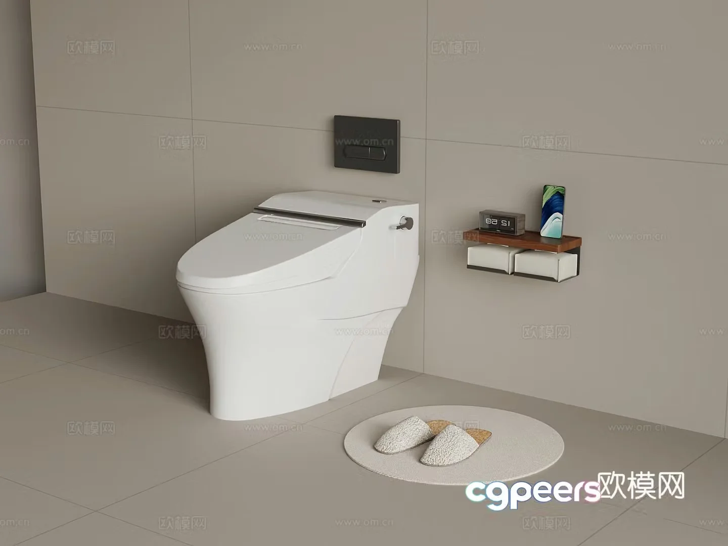 Modern toilet smart toilet foot pad slippers 3d model
