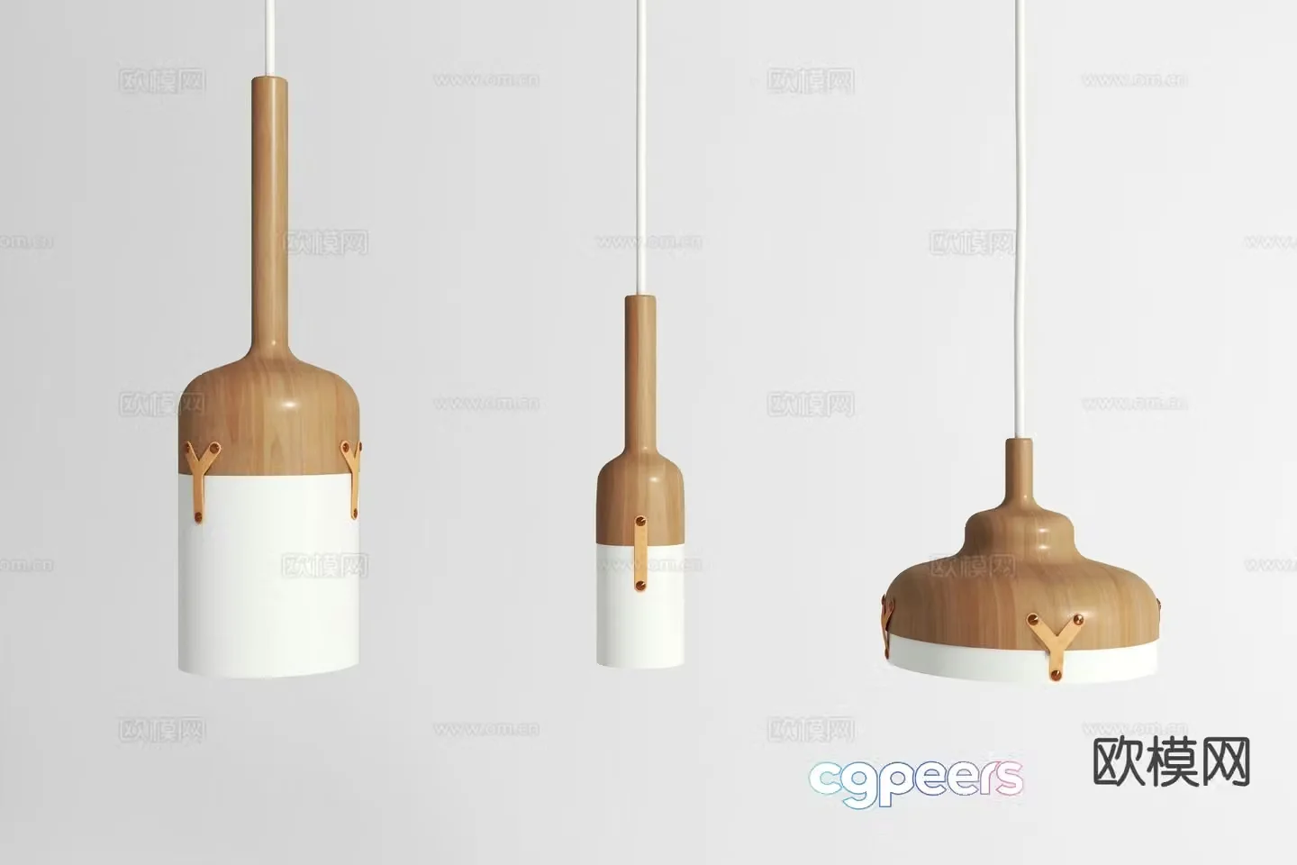 Nordic wooden chandelier 3d model