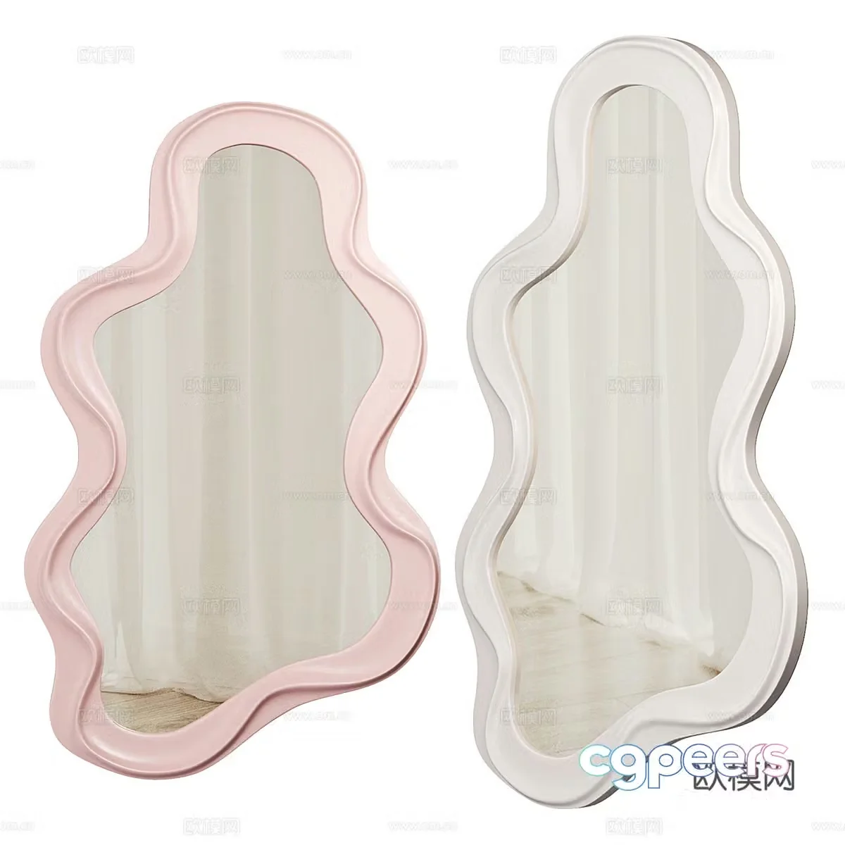Cloud-shaped mirror 3d model