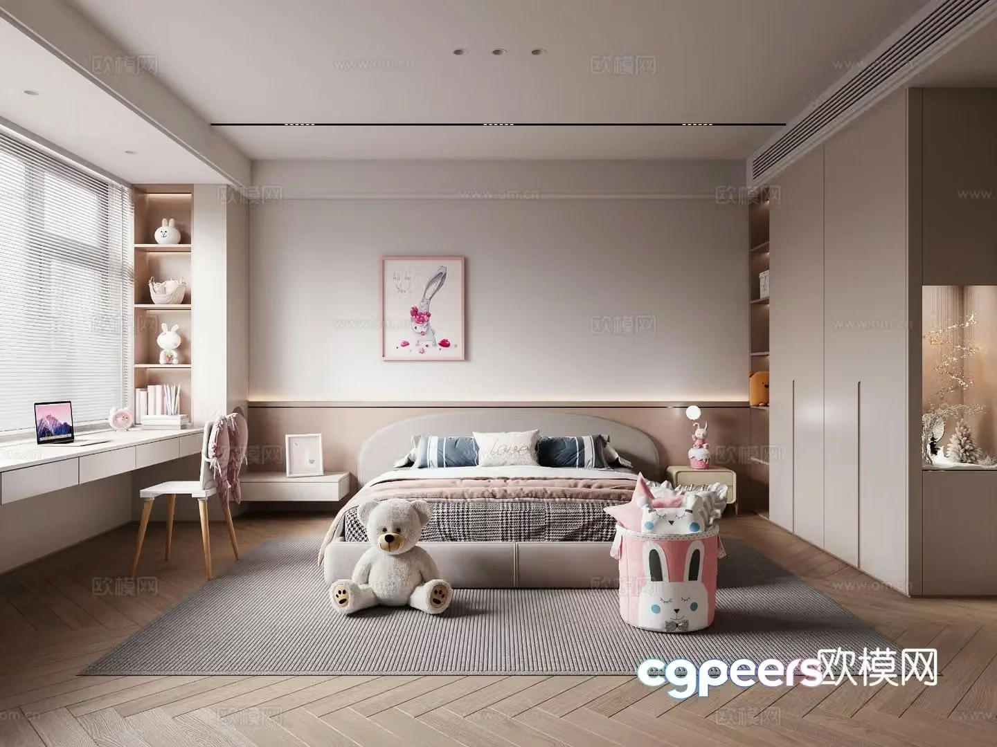 Modern children’s room girl’s room 3d model