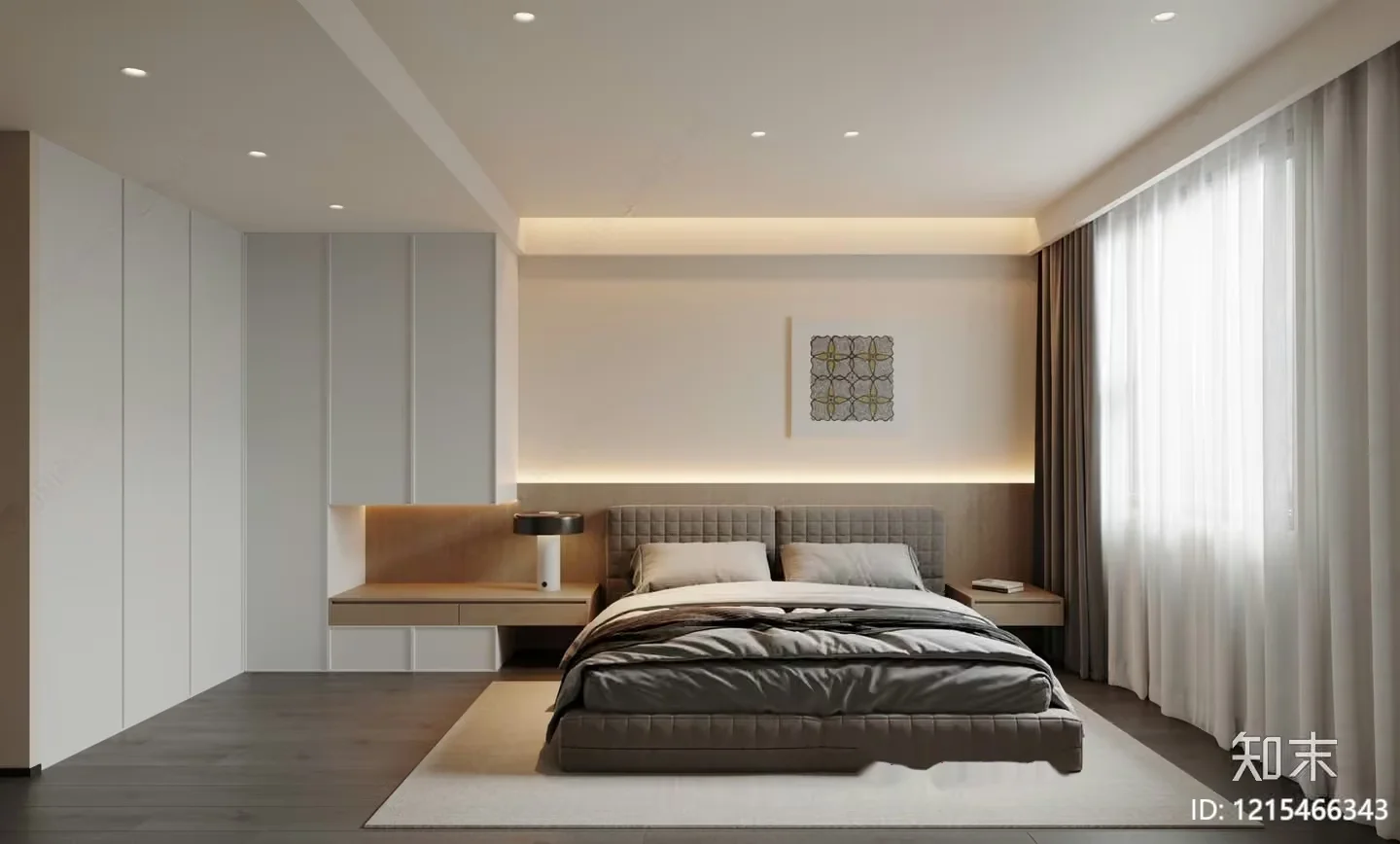 Modern Minimalist Bedroom 3D Model – 9568 – VRAY Render