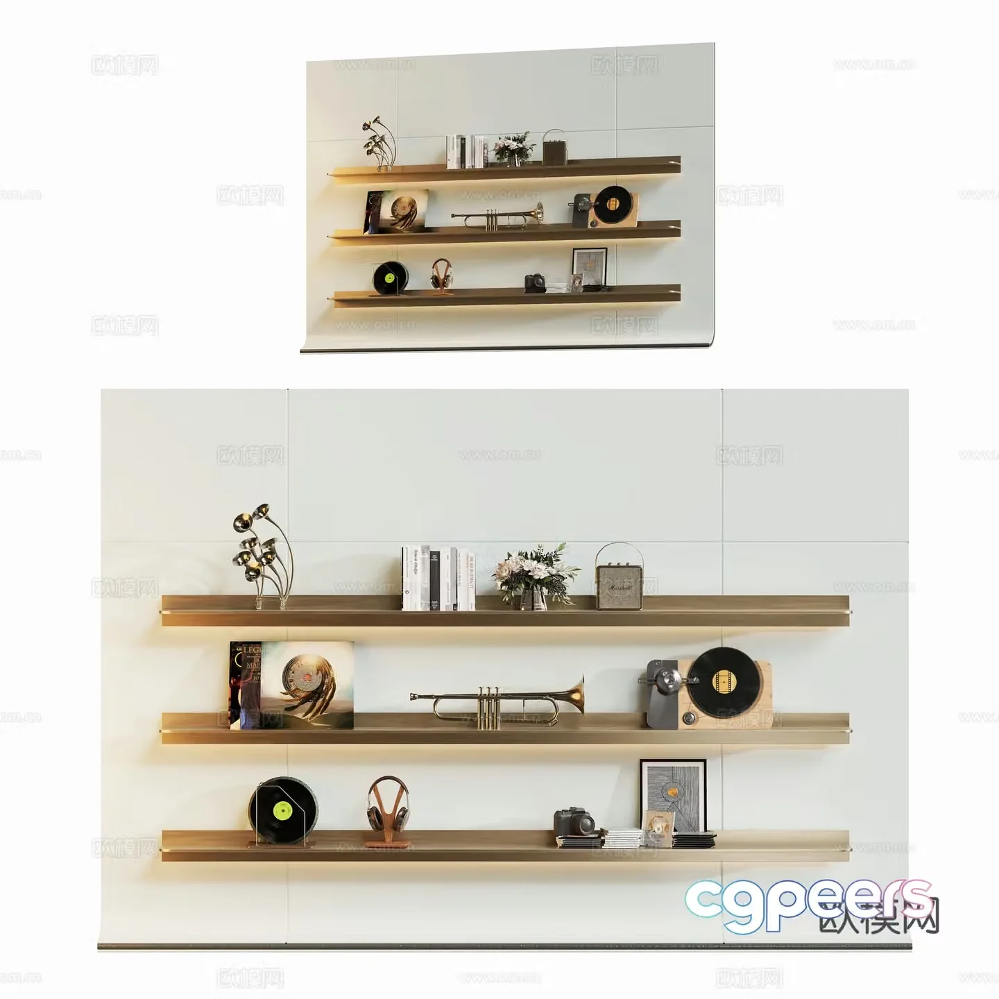 Modern light luxury partition bookshelf holder 3d model
