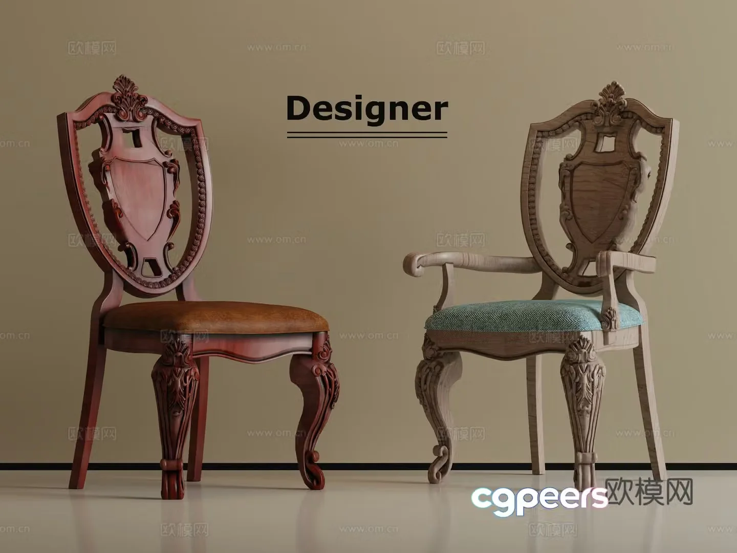 European single chair dining chair 3D model