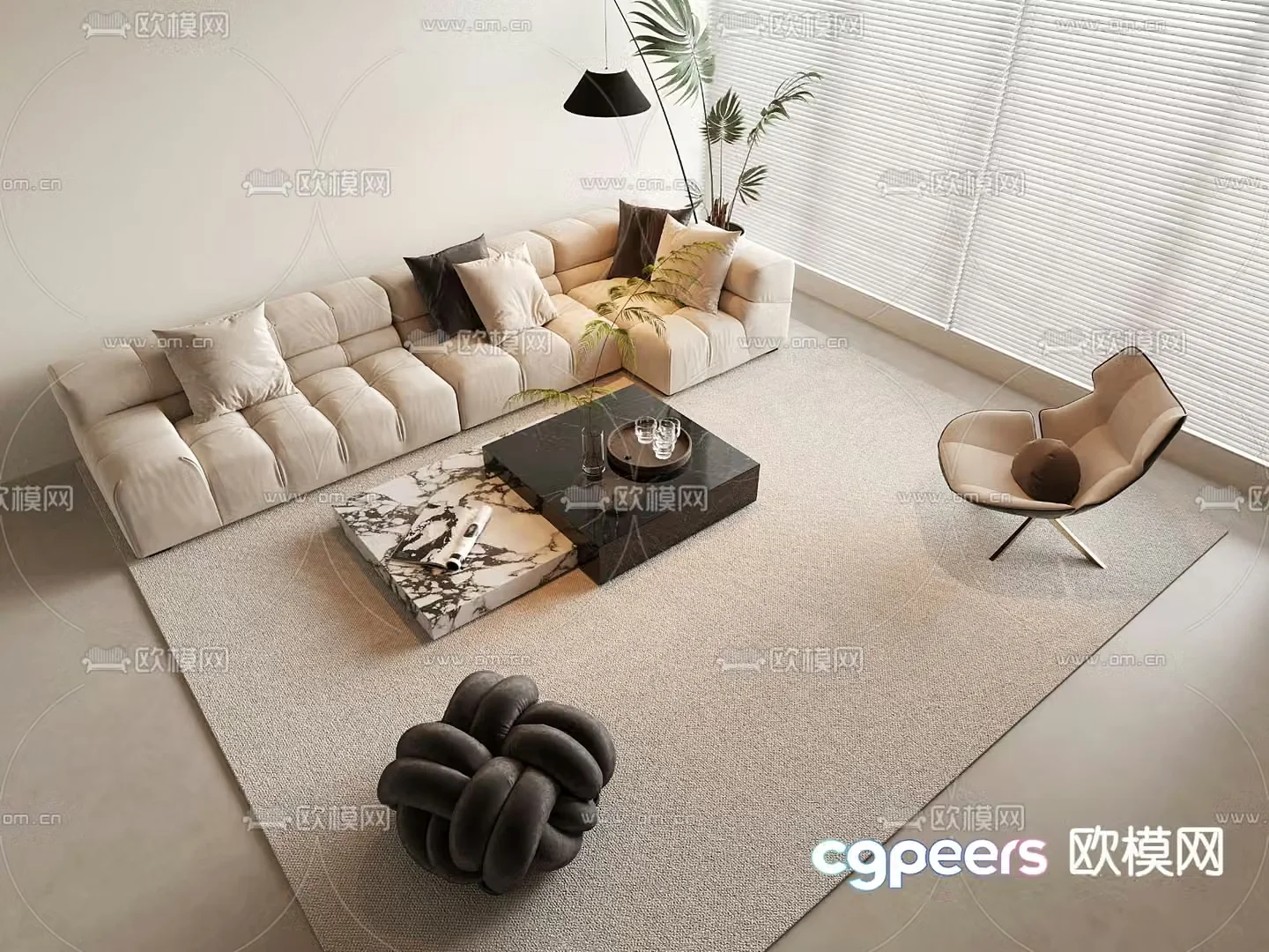 Modern sectional sofa 3d model