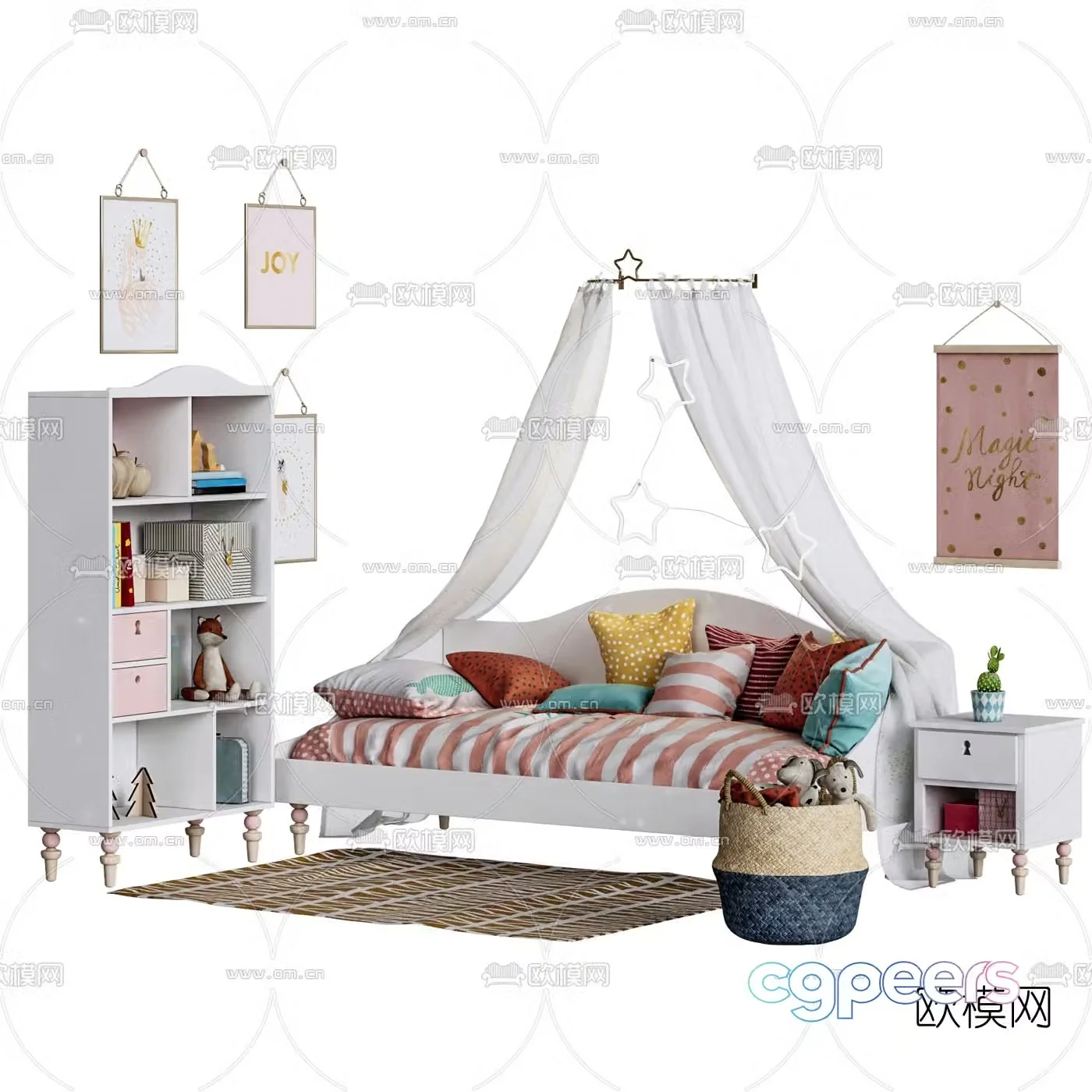 Modern children’s sofa bed decorative cabinet 3d model