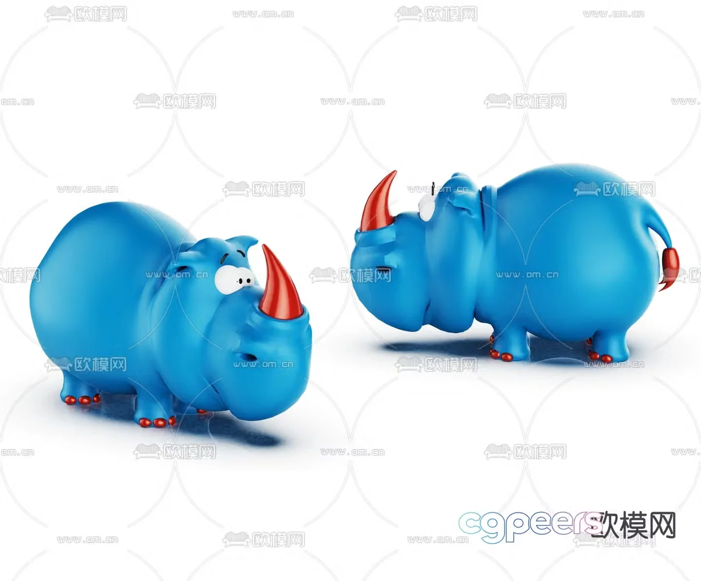 Modern rhino cartoon toy 3d model