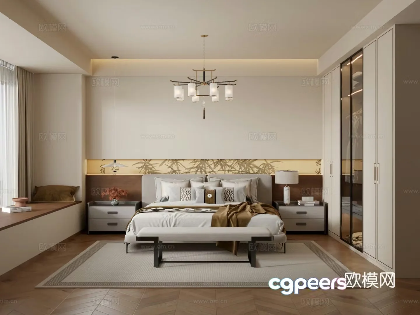 New Chinese style bedroom master bedroom 3D model