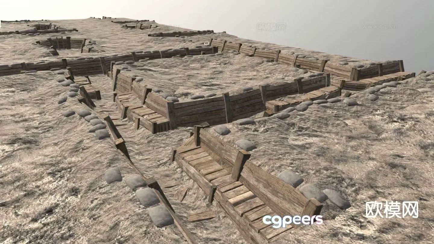 Military scene trench pit 3d model