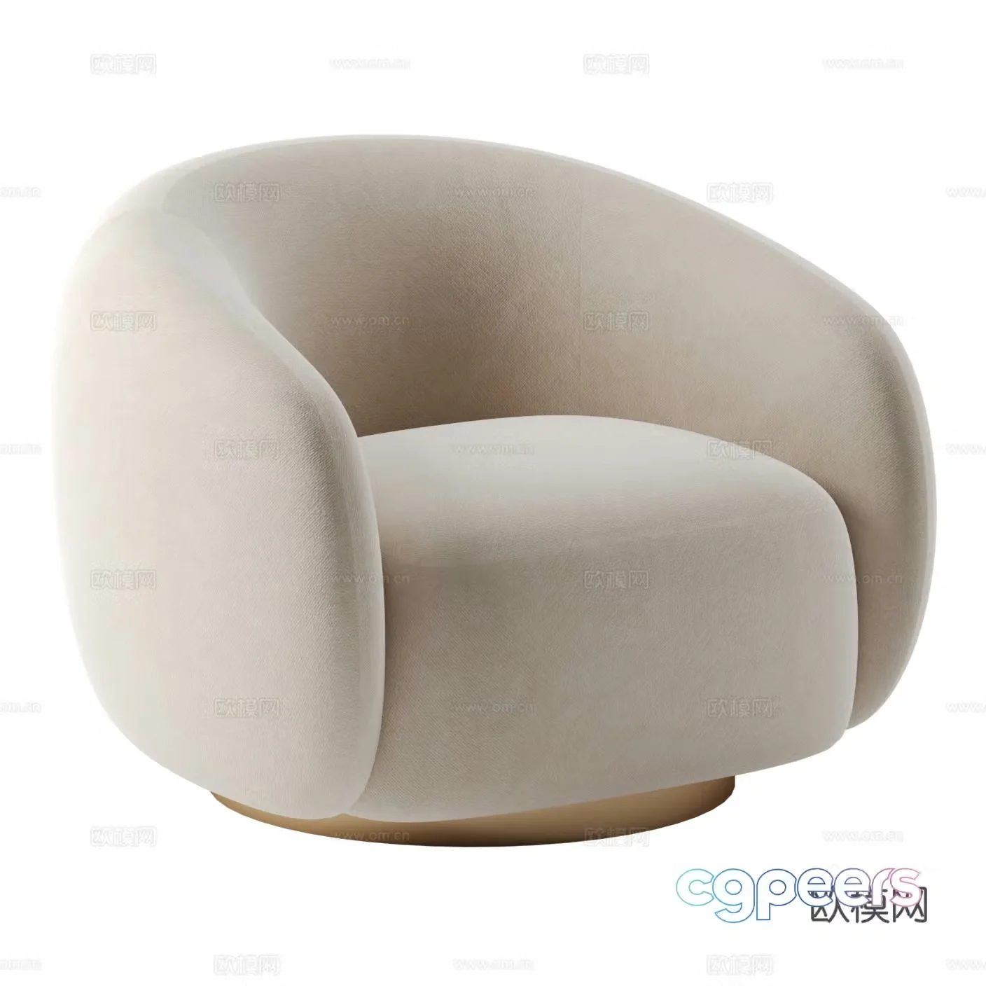 Modern cream style fabric lounge chair 3d model