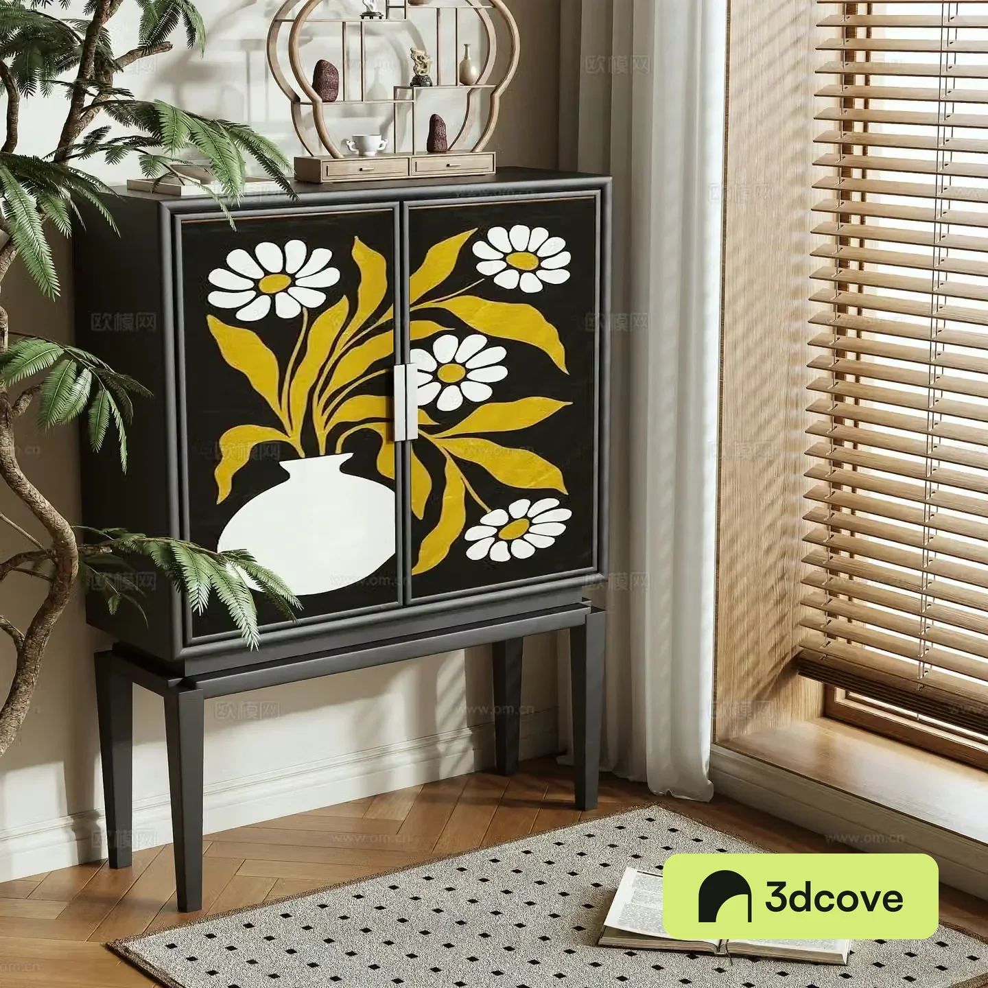 Medieval style storage cabinet tall cabinet