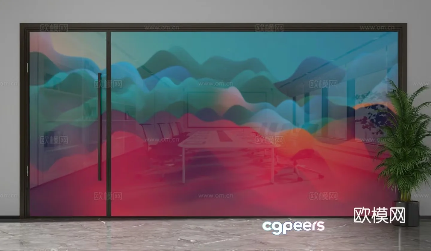 Modern office glass partition 3d model