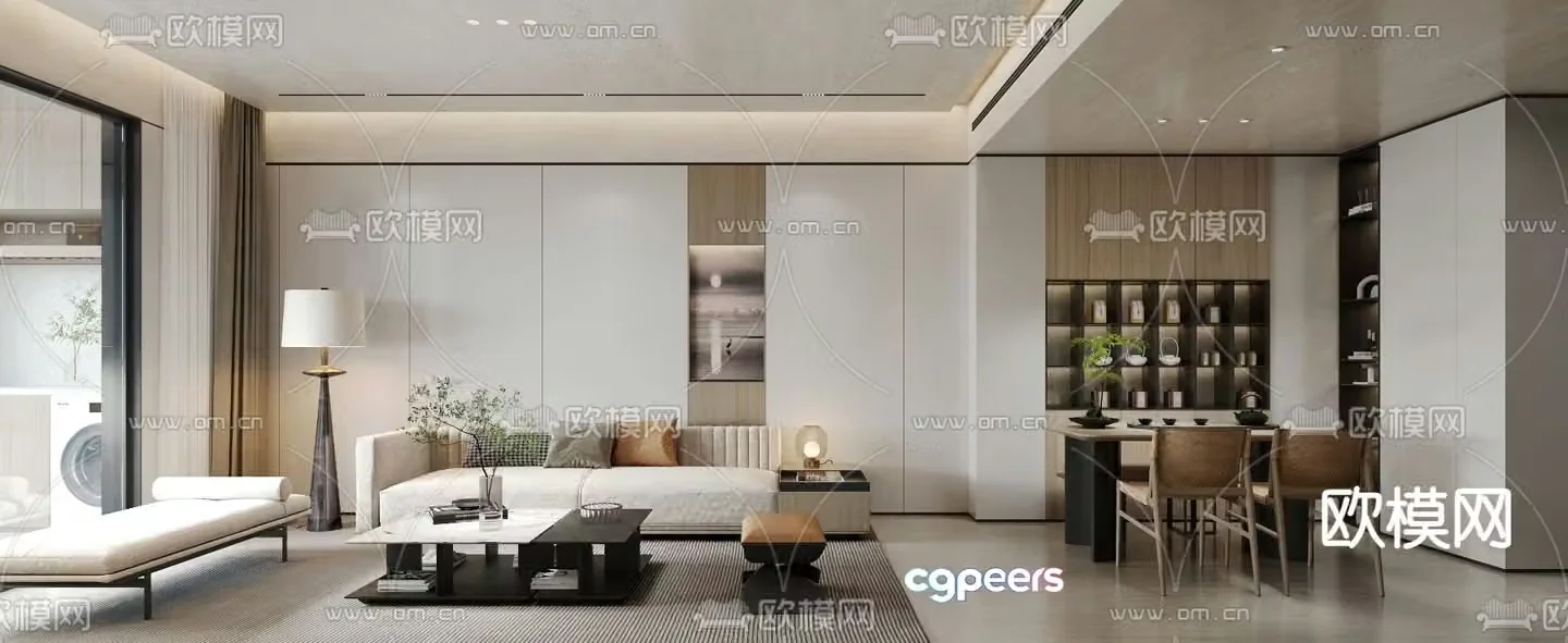 Modern living room tea room 3d model