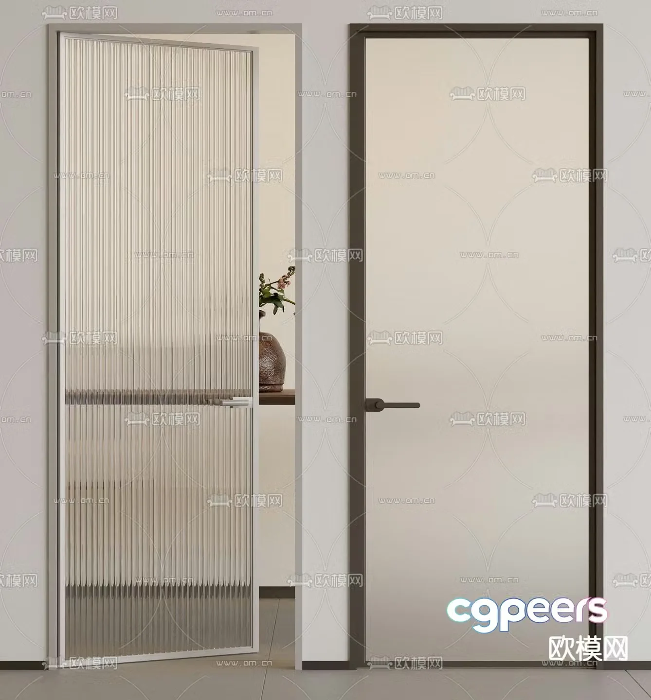 Changhong glass door kitchen and bathroom door swing door 3D model
