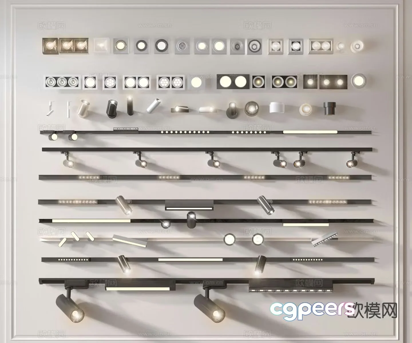 Modern spotlight downlight track light 3d model