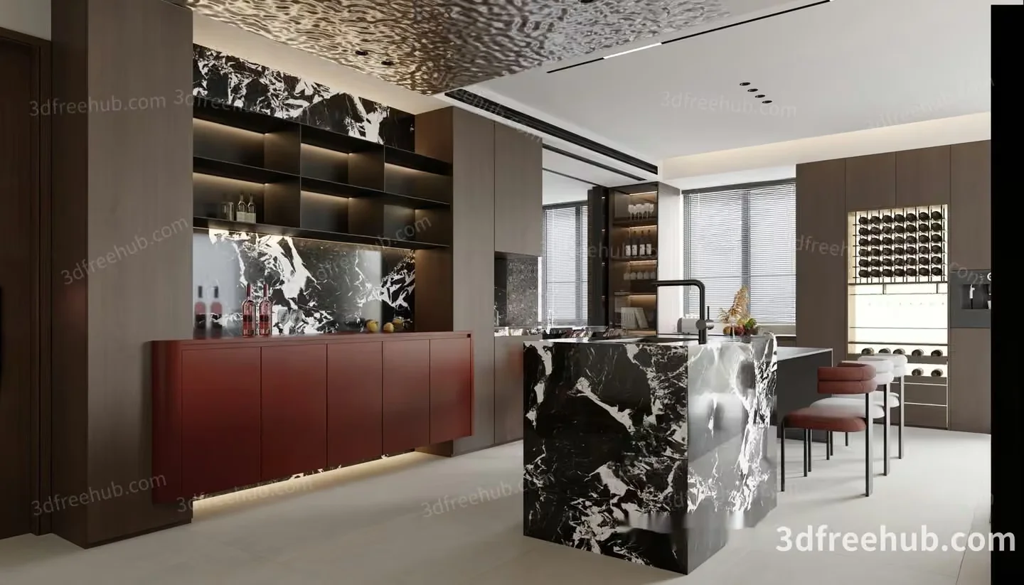 Modern Kitchen 3D Model – 23235 – VRAY Render