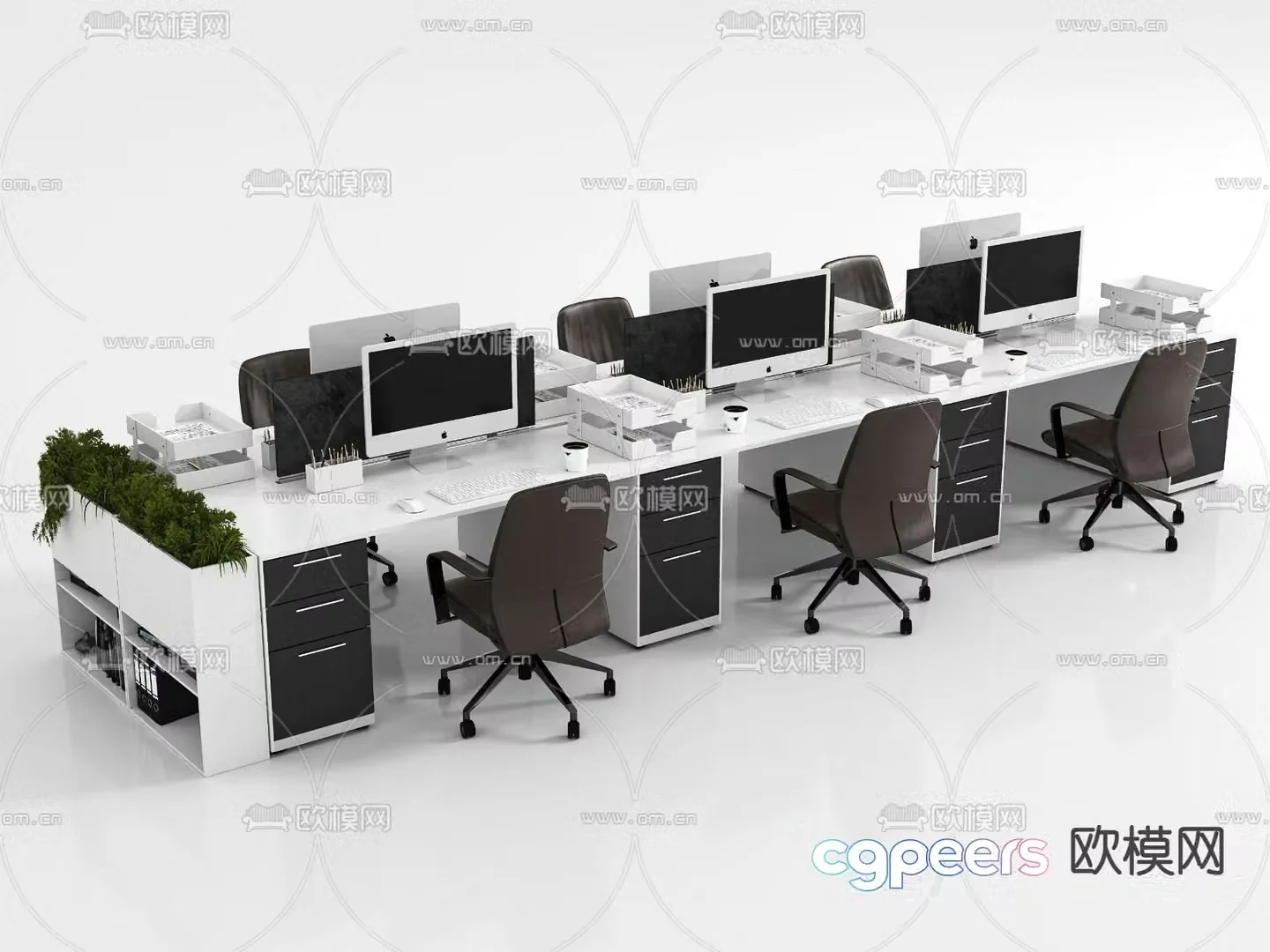 Office desk and chair combination 3d model