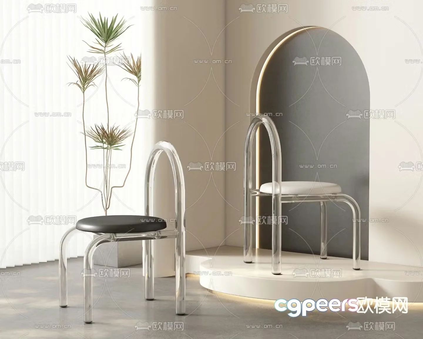 Acrylic chair dining chair 3d model