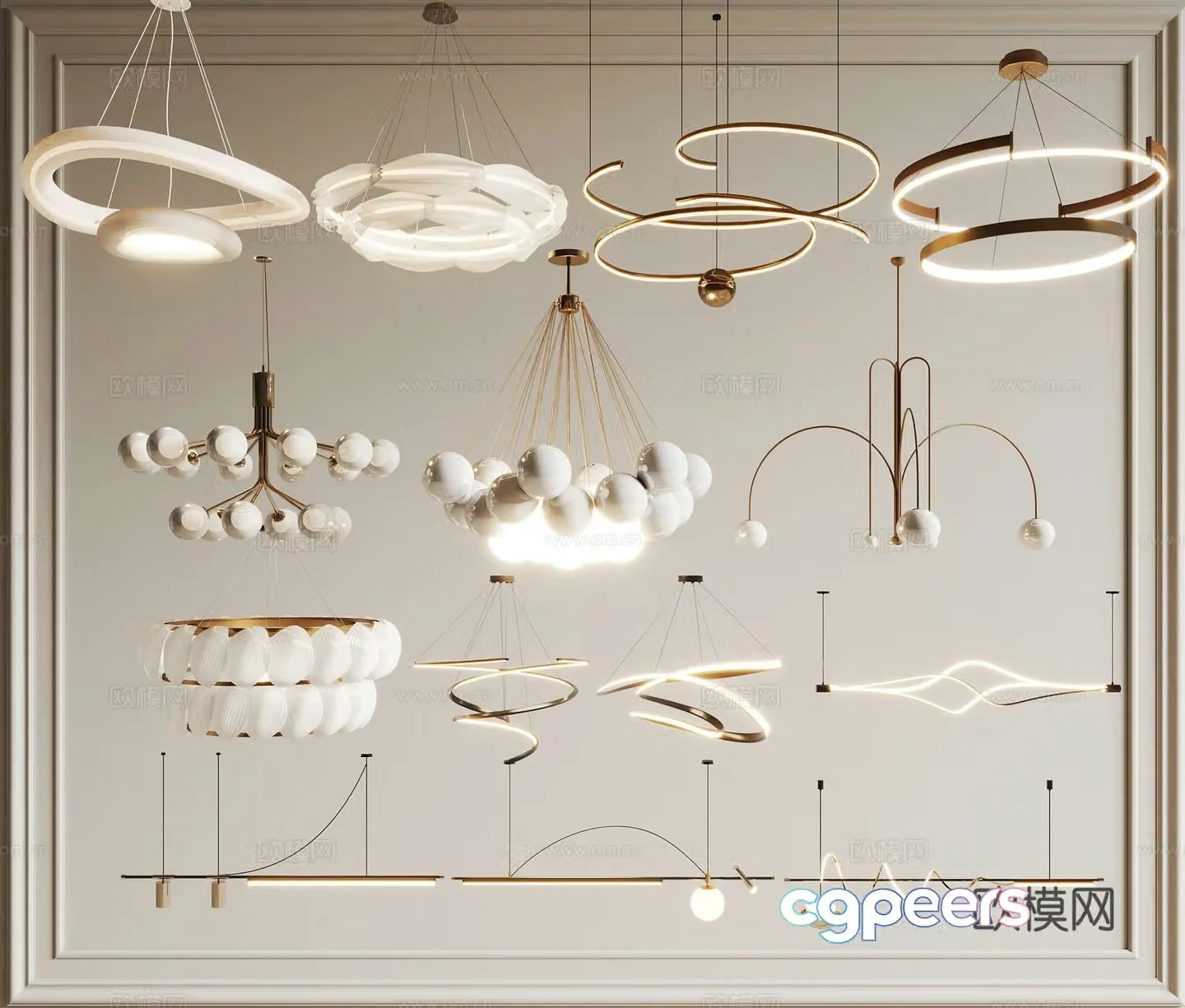 Modern chandelier combination 3d model