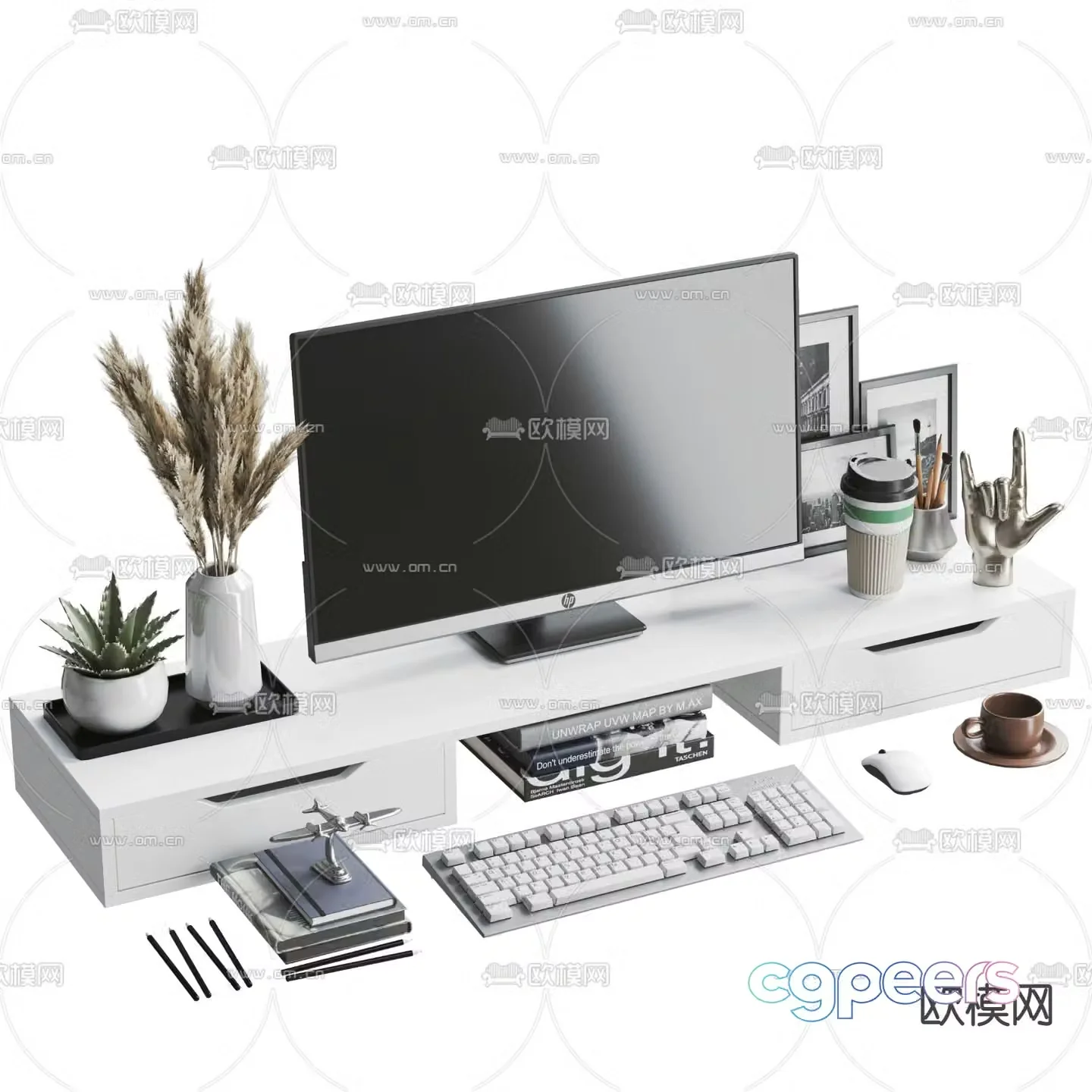 computer office supplies 3d model