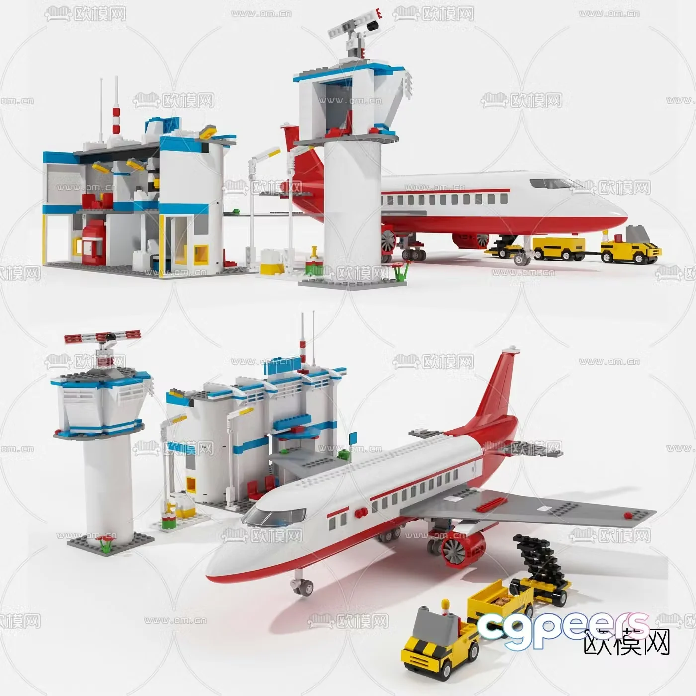Modern lego airport toy 3d model