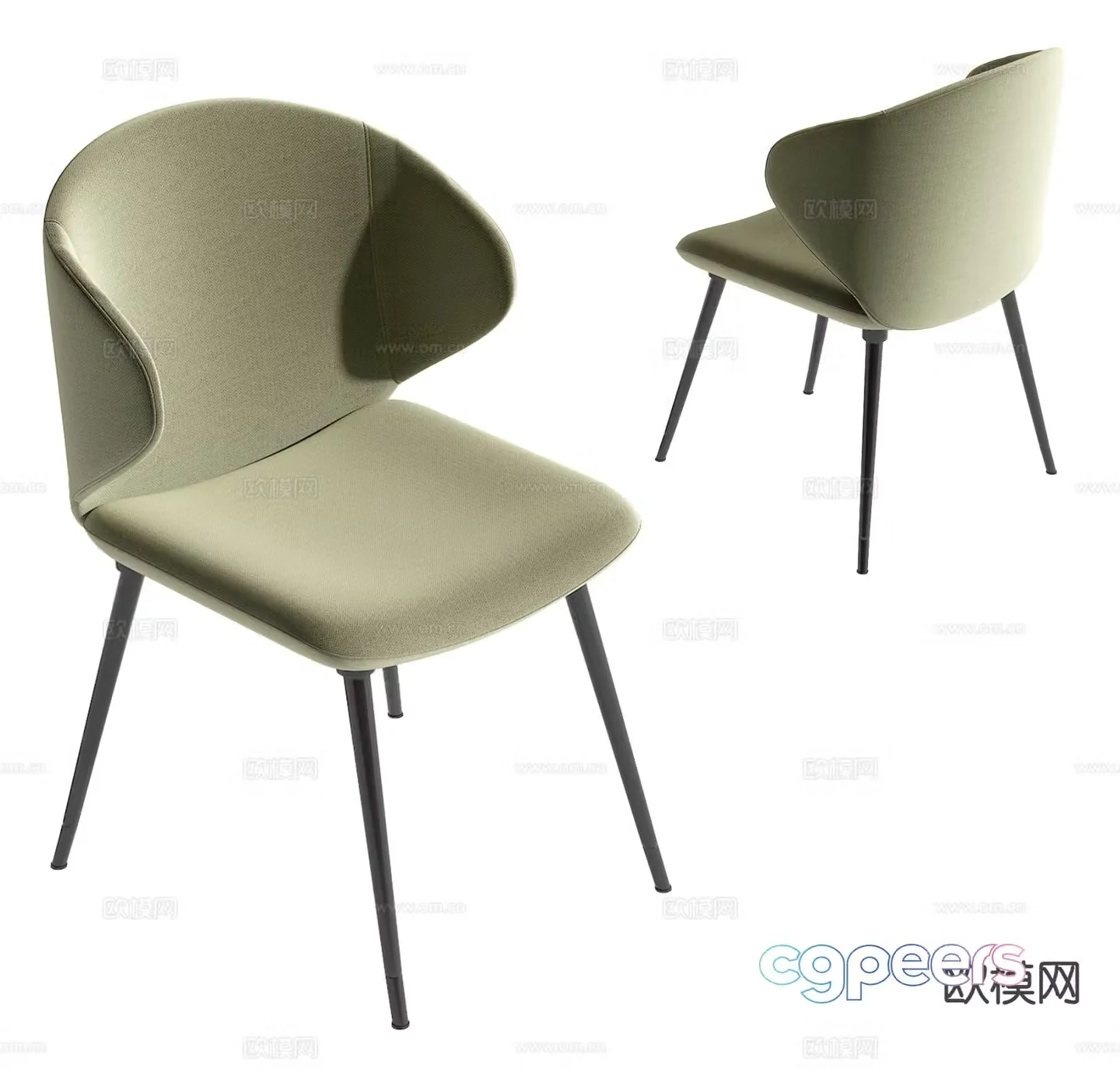 Modern single chair dining chair 3d model