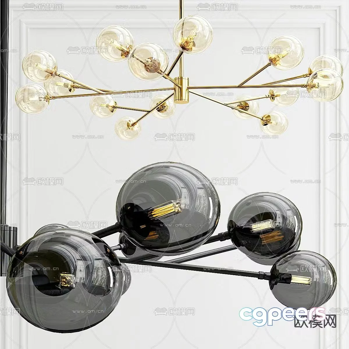 Light luxury chandelier hall chandelier 3d model