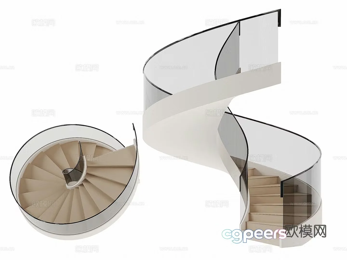 Modern spiral staircase 3d model