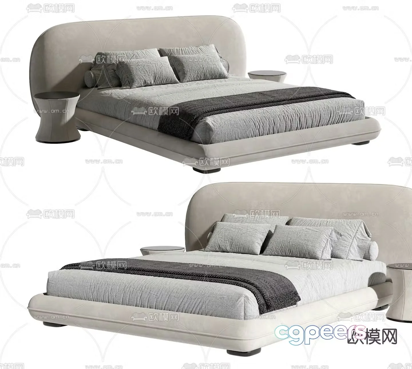 Modern double bed 3d model