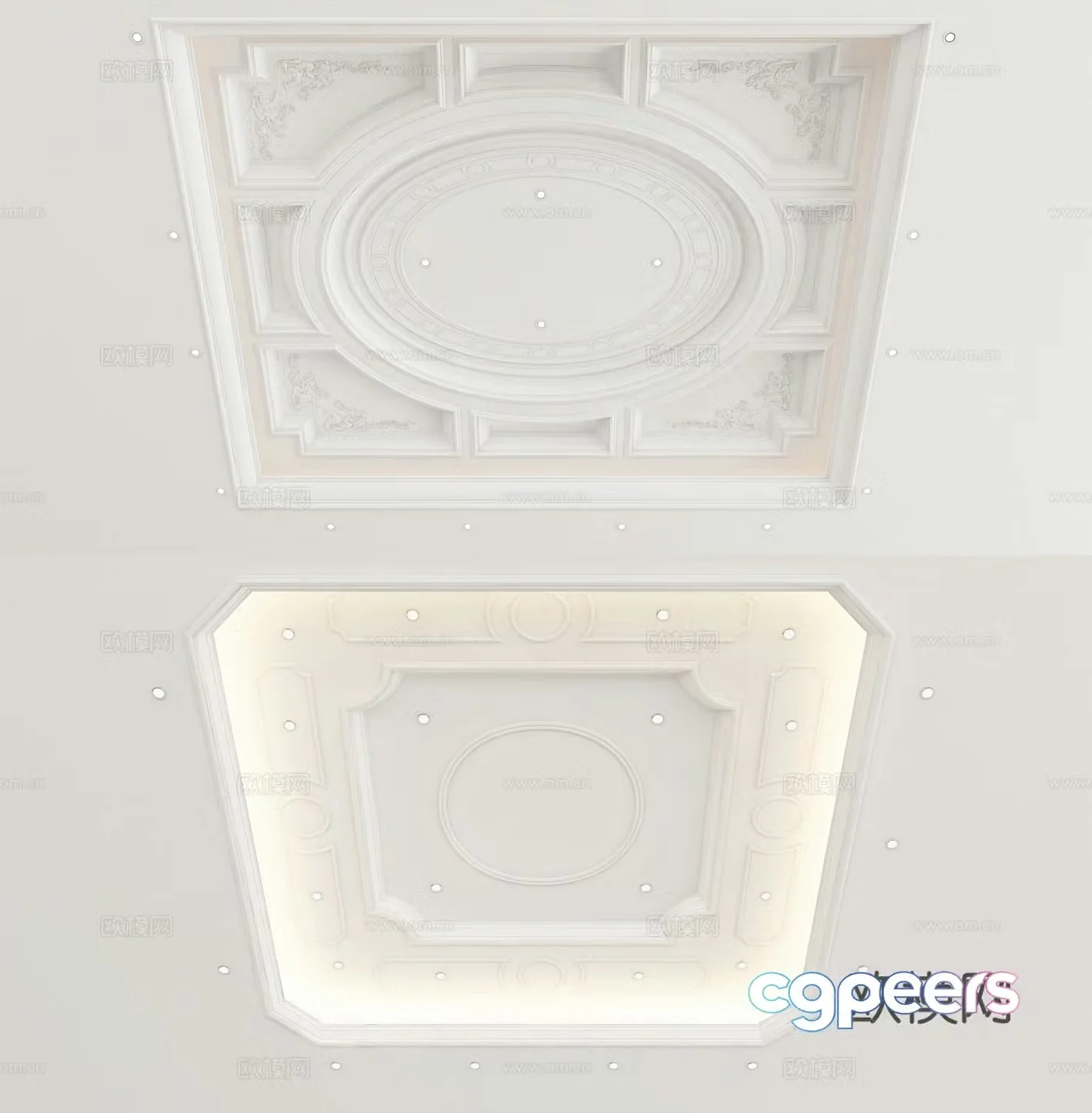 European style ceiling gypsum carved ceiling 3D model
