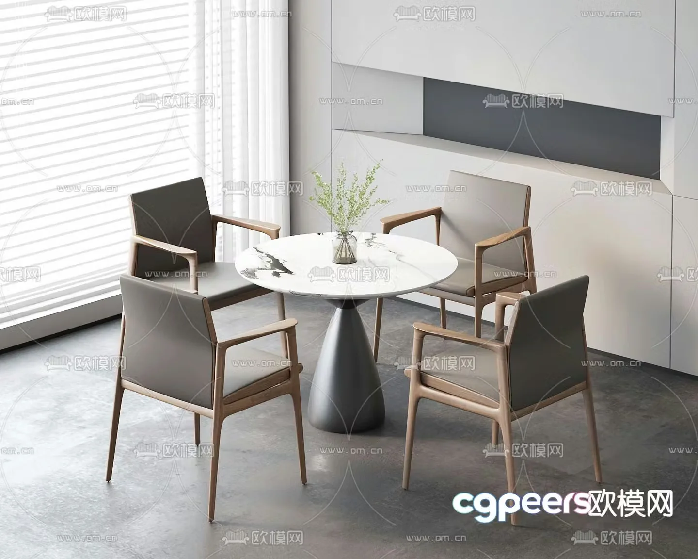 Modern leisure table and chairs round table 3d model