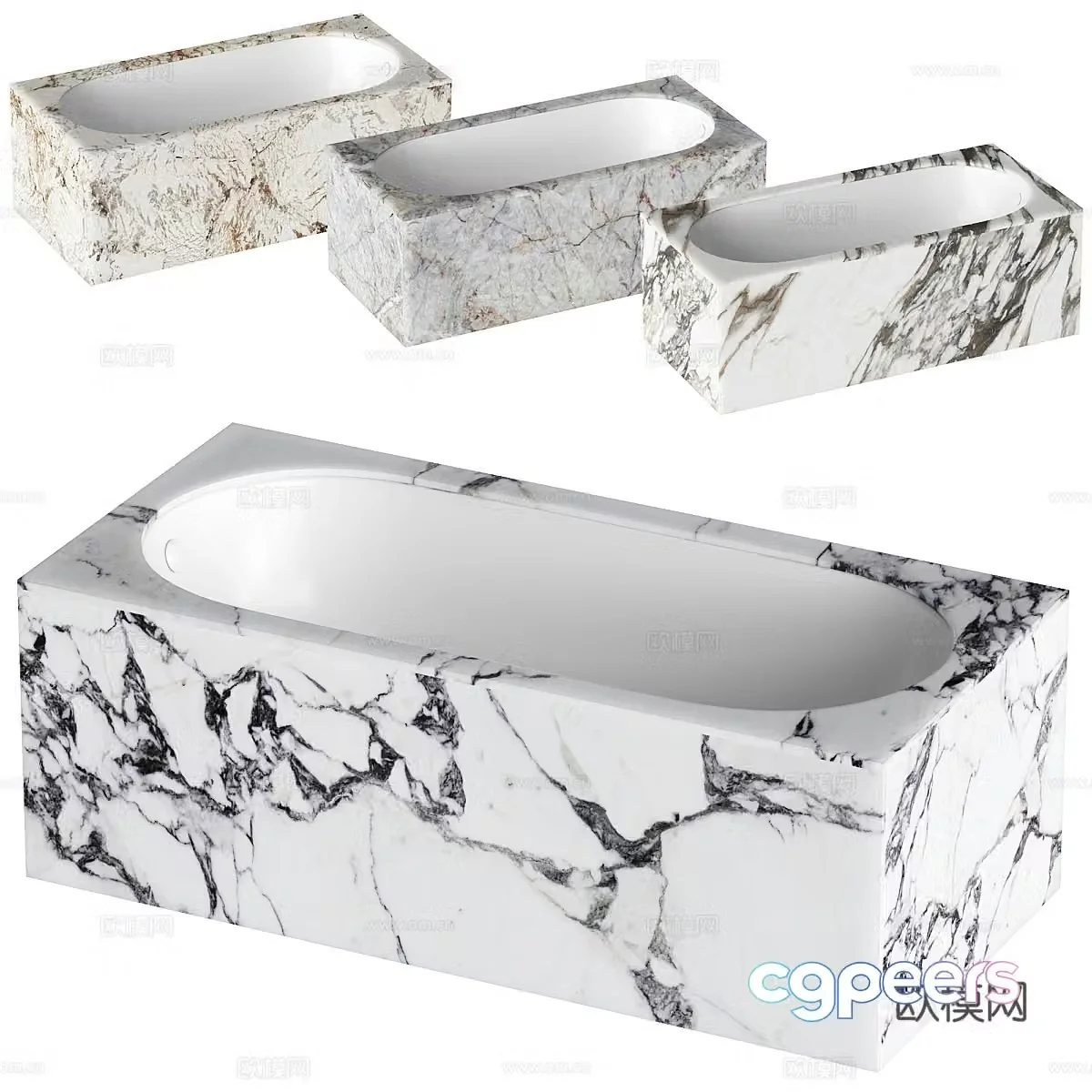 Modern Italian stone bathtub 3d model