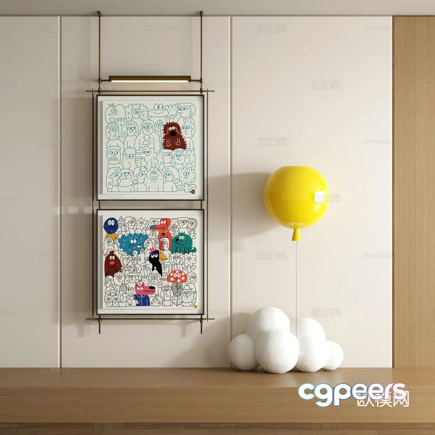 Modern graffiti decorative painting 3d model