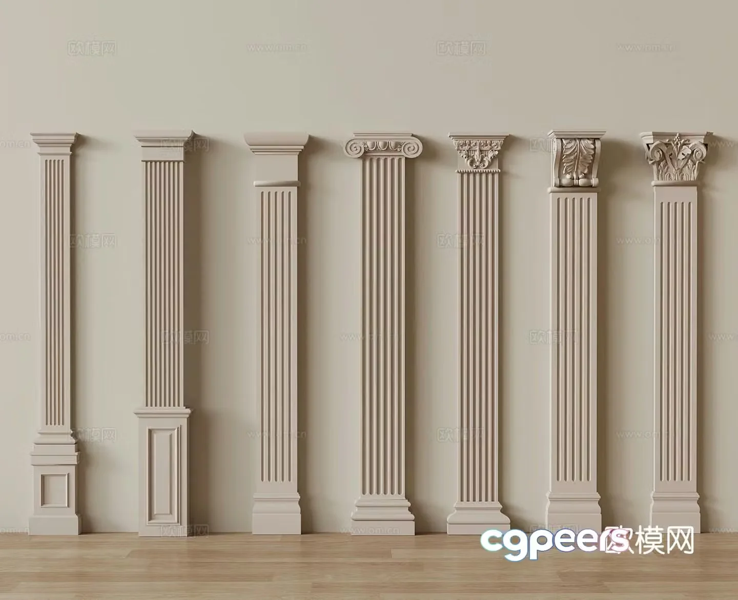 European style carving column 3d model